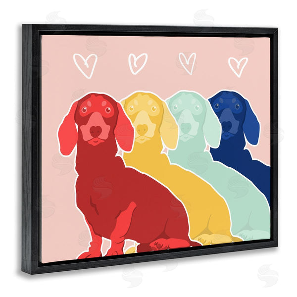 Stupell Industries Stupell Studio | Dachshund Bold Pop Dogs Heart Shapes Over Pink Wall Art