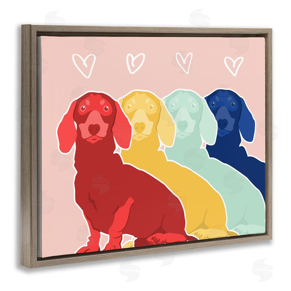 Stupell Industries Stupell Studio | Dachshund Bold Pop Dogs Heart Shapes Over Pink Wall Art