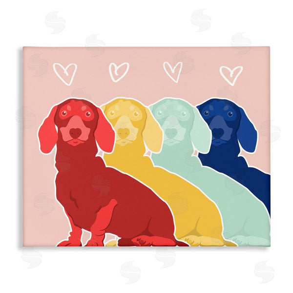stupell industries Stupell Studio | Dachshund Bold Pop Dogs Heart Shapes over Pink Wall Art