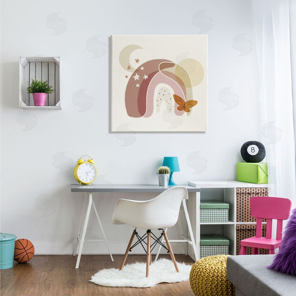 Stupell Industries Stupell Studio | Dessert Moon Rainbow Starry Sky Butterfly Terracotta Tone Wall Art