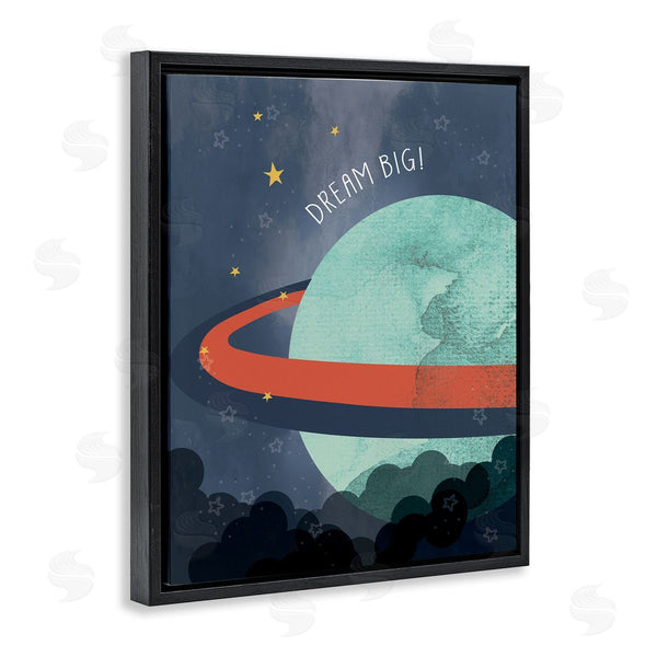 Stupell Industries Stupell Studio | Dream Big Retro Green Space Planet With Rings Wall Art