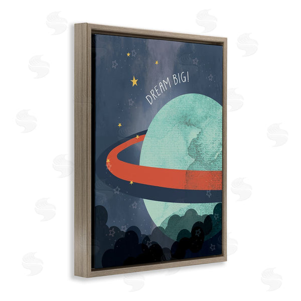 Stupell Industries Stupell Studio | Dream Big Retro Green Space Planet With Rings Wall Art