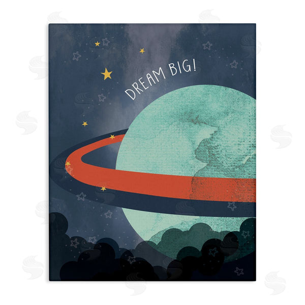 stupell industries Stupell Studio | Dream Big Retro Green Space Planet with Rings Wall Art