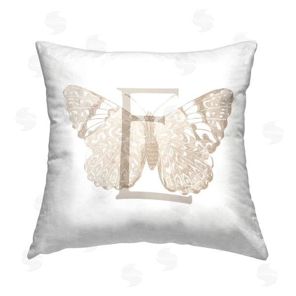 stupell industries Stupell Studio | E Butterfly Name Initial Printed Throw Pillow