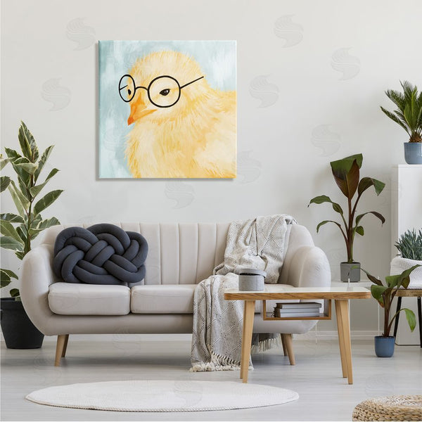 Stupell Industries Stupell Studio | Easter Chick Yellow Bird Black Glasses Animal Portrait Wall Art