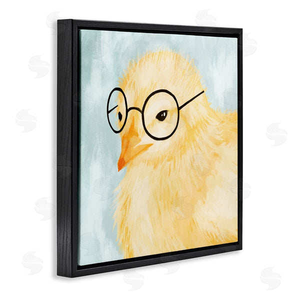 Stupell Industries Stupell Studio | Easter Chick Yellow Bird Black Glasses Animal Portrait Wall Art