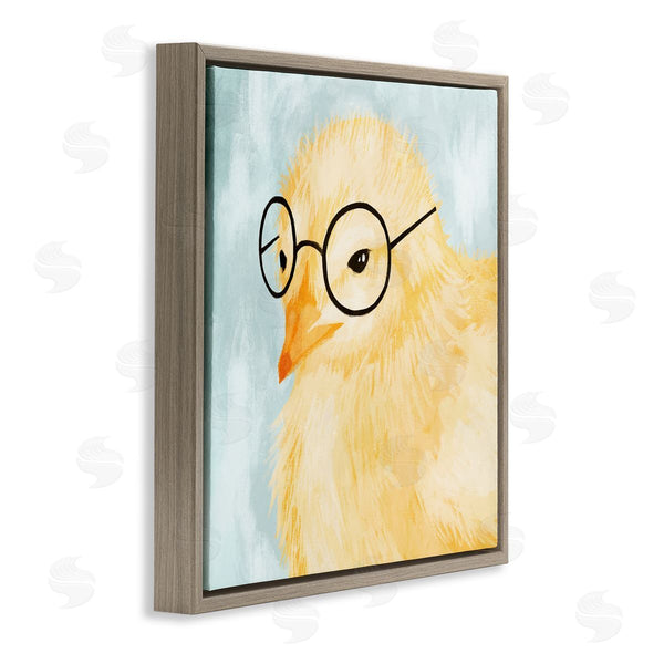 Stupell Industries Stupell Studio | Easter Chick Yellow Bird Black Glasses Animal Portrait Wall Art