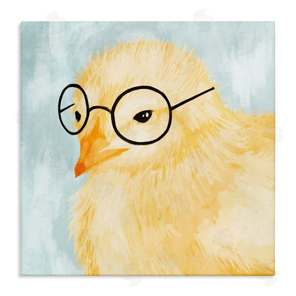 Stupell Industries Stupell Studio | Easter Chick Yellow Bird Black Glasses Animal Portrait Wall Art