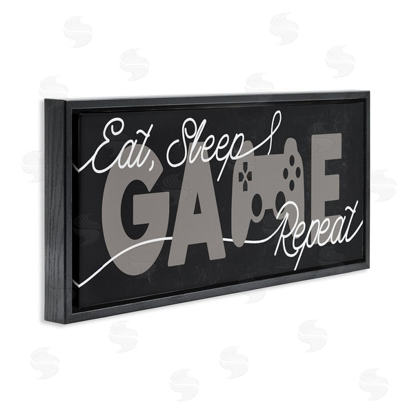 Stupell Industries Stupell Studio | Eat Sleep Game Repeat Phrase Minimal Grey Controller