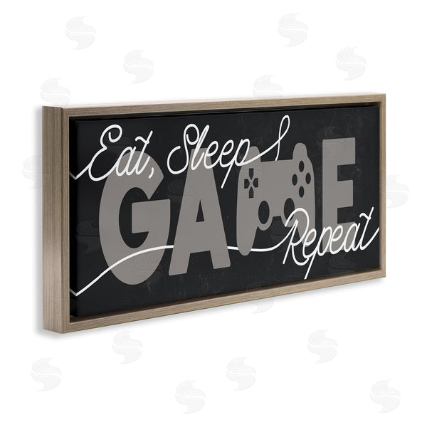 Stupell Industries Stupell Studio | Eat Sleep Game Repeat Phrase Minimal Grey Controller
