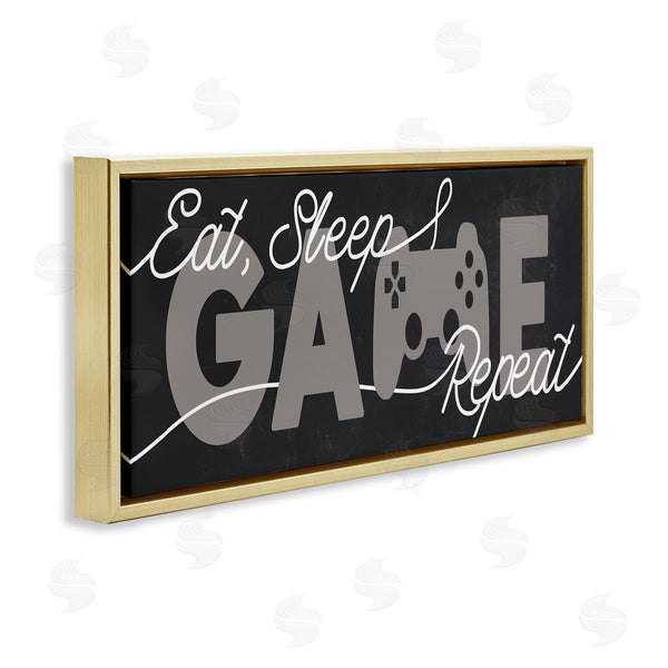 Stupell Industries Stupell Studio | Eat Sleep Game Repeat Phrase Minimal Grey Controller