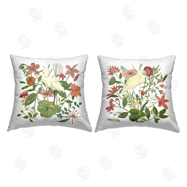 Stupell Industries Stupell Studio | Egrets Color Pop Flowers Printed Throw Pillow Set