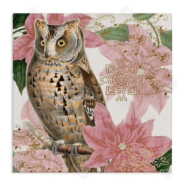 stupell industries Stupell Studio | Elegant Resting Silver Owl Geometric Snowflake Vintage Collage Wall Art
