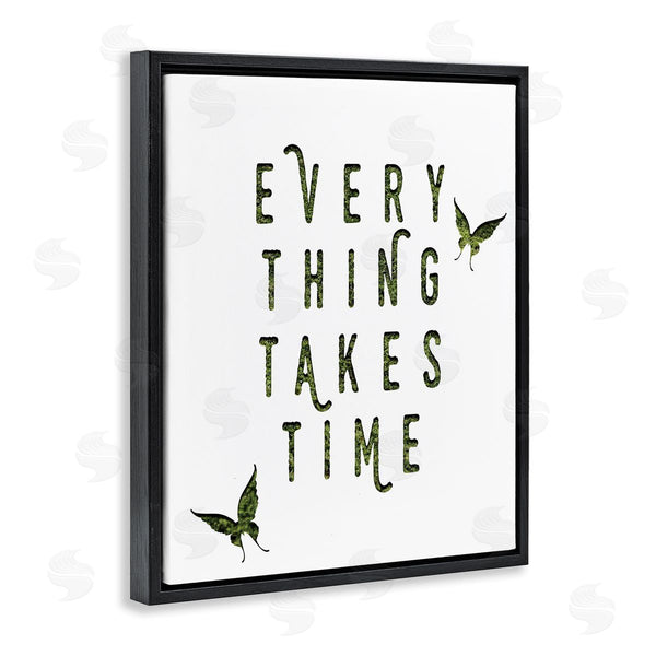 Stupell Industries Stupell Studio | Everything Takes Times Phrase Butterflies Grass Pattern Wall Art