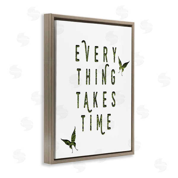Stupell Industries Stupell Studio | Everything Takes Times Phrase Butterflies Grass Pattern Wall Art