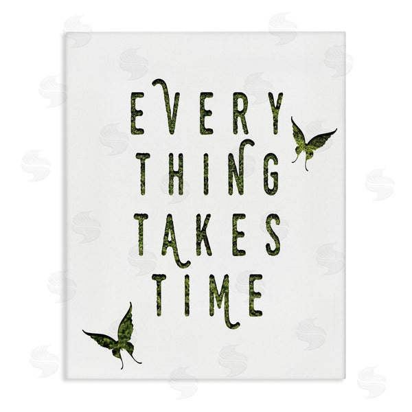 stupell industries Stupell Studio | Everything Takes Times Phrase Butterflies Grass Pattern Wall Art