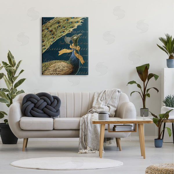 Stupell Industries Stupell Studio | Exotic Peacock Vintage Yuletide Lyrics Elegant Animal Wall Art