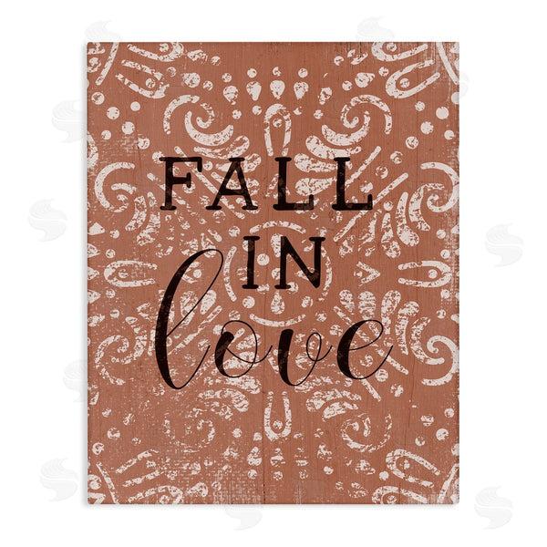 stupell industries Stupell Studio | Fall In Love Romantic Phrase Vintage Fractal Pattern Wall Art
