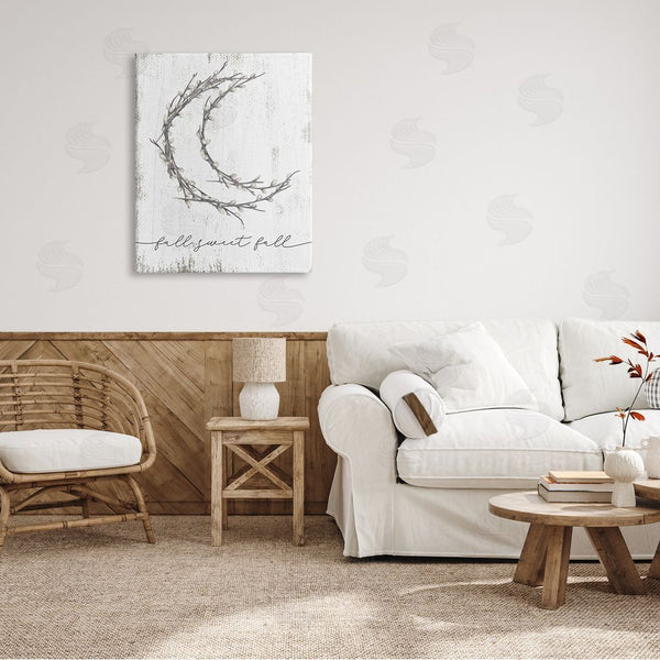 Stupell Industries Stupell Studio | Fall Sweet Fall Greeting Pussywillow Crescent Moon Wall Art