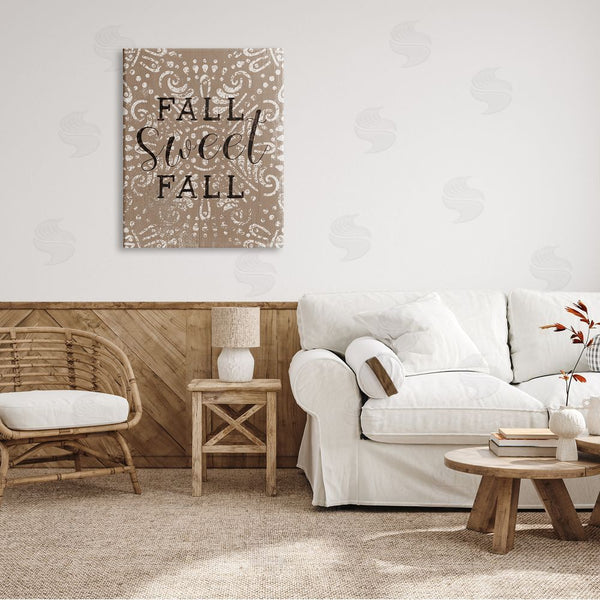 Stupell Industries Stupell Studio | Fall Sweet Fall Phrase Vintage Brown Fractal Pattern Wall Art