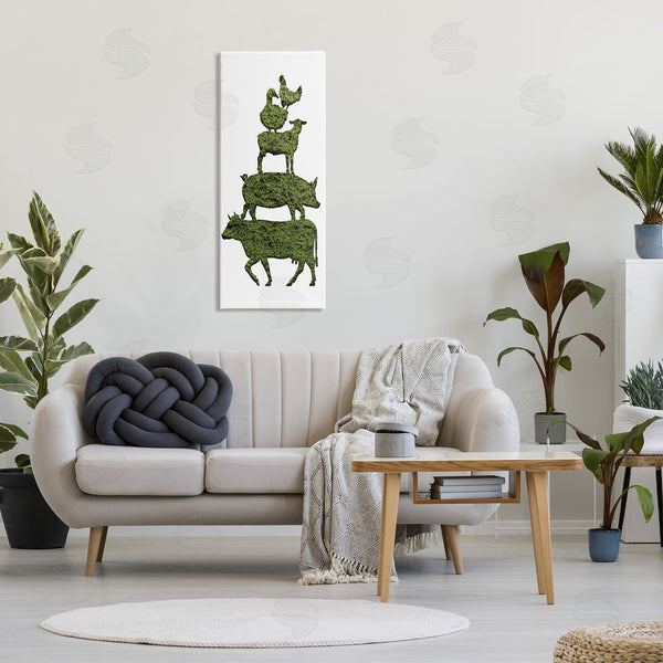 Stupell Industries Stupell Studio | Farm Animal Stack Green Grass Pattern Silhouette Wall Art