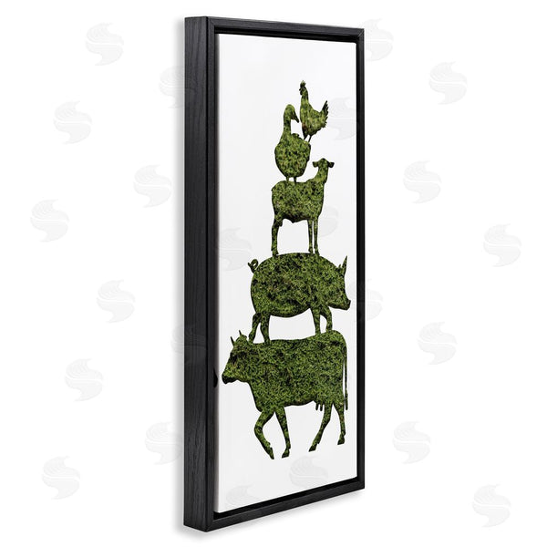 Stupell Industries Stupell Studio | Farm Animal Stack Green Grass Pattern Silhouette Wall Art