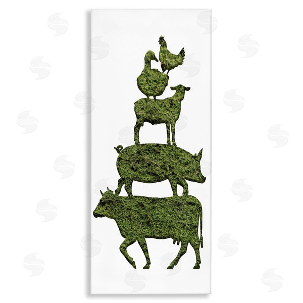 stupell industries Stupell Studio | Farm Animal Stack Green Grass Pattern Silhouette Wall Art
