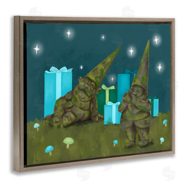 Stupell Industries Stupell Studio | Festive Mossy Garden Gnomes Grassland Christmas Gifts Wall Art