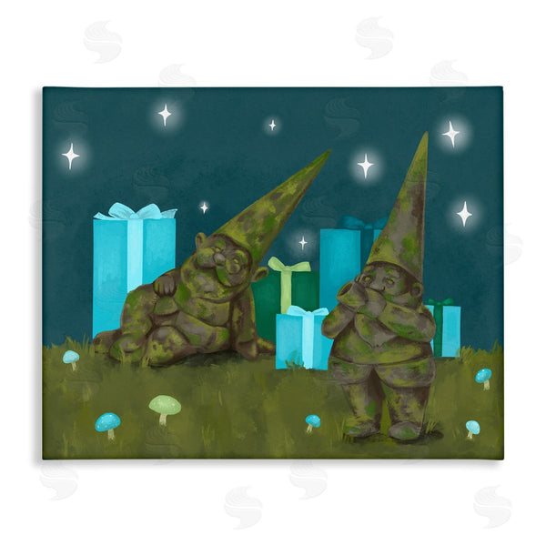 stupell industries Stupell Studio | Festive Mossy Garden Gnomes Grassland Christmas Gifts Wall Art