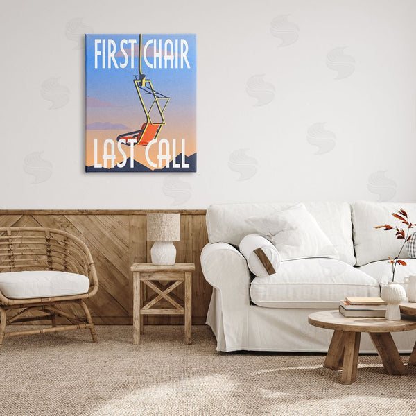 Stupell Industries Stupell Studio | First Chair Last Call Winter Ski Sport Phrase Wall Art