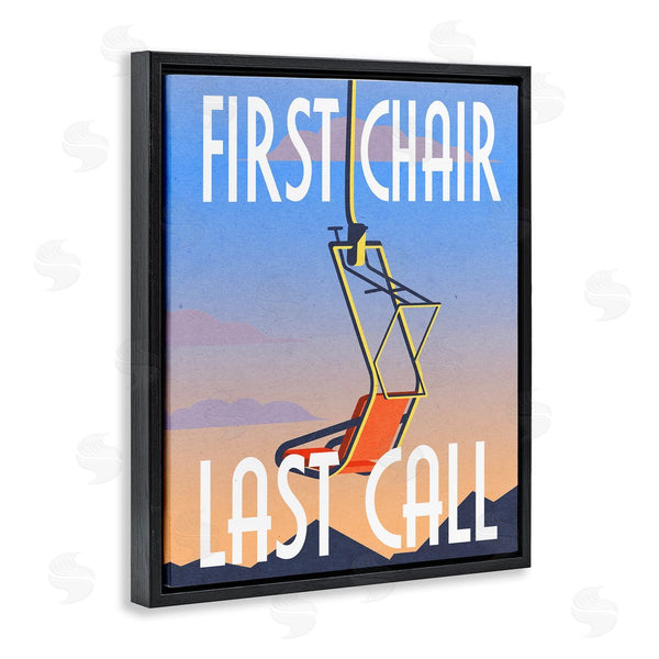 Stupell Industries Stupell Studio | First Chair Last Call Winter Ski Sport Phrase Wall Art