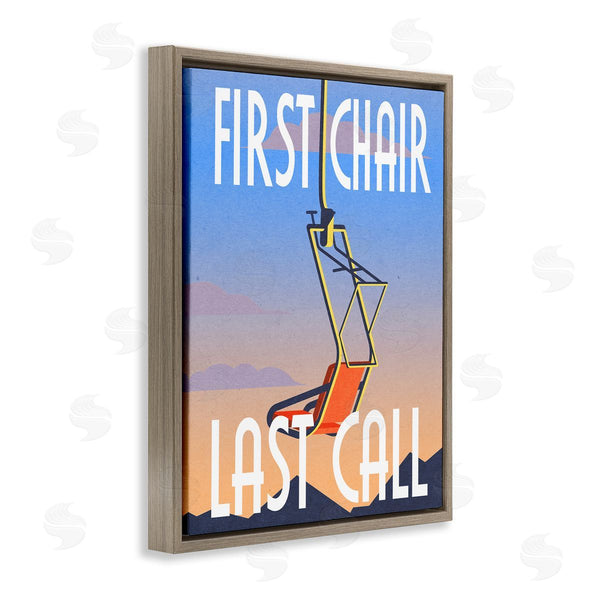 Stupell Industries Stupell Studio | First Chair Last Call Winter Ski Sport Phrase Wall Art