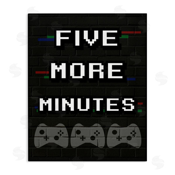 stupell industries Stupell Studio | Five More Minutes Video Game Phrase Retro Bricks Wall Art