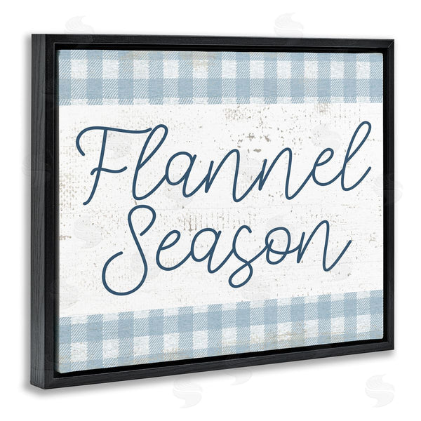 Stupell Industries Stupell Studio | Flannel Season Phrase Distressed Blue Checker Plaid Pattern Wall Art
