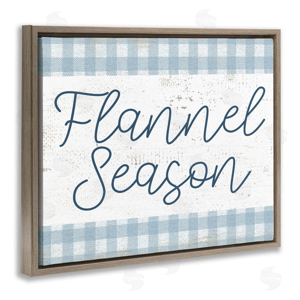 Stupell Industries Stupell Studio | Flannel Season Phrase Distressed Blue Checker Plaid Pattern Wall Art