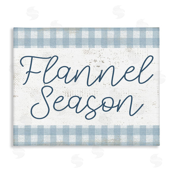 stupell industries Stupell Studio | Flannel Season Phrase Distressed Blue Checker Plaid Pattern Wall Art