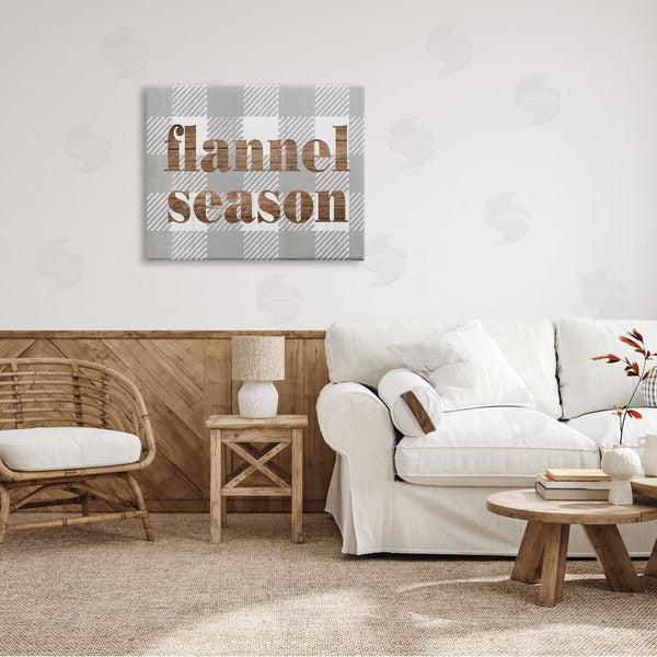 Stupell Industries Stupell Studio | Flannel Season Text Grain Pattern Grey Checkered Plaid Wall Art