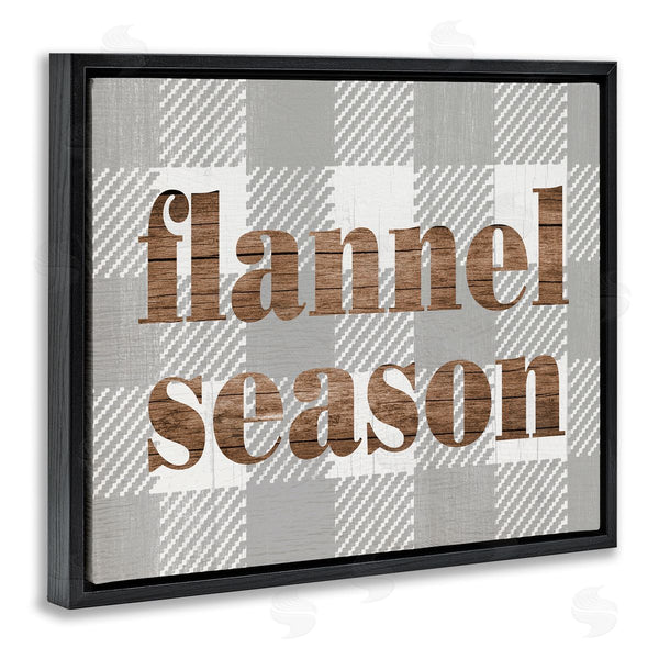 Stupell Industries Stupell Studio | Flannel Season Text Grain Pattern Grey Checkered Plaid Wall Art