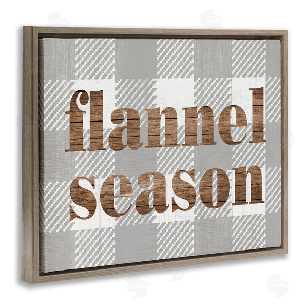 Stupell Industries Stupell Studio | Flannel Season Text Grain Pattern Grey Checkered Plaid Wall Art