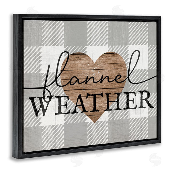 Stupell Industries Stupell Studio | Flannel Weather Phrase Grain Pattern Heart Checkered Plaid Wall Art