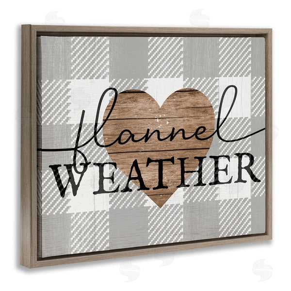 Stupell Industries Stupell Studio | Flannel Weather Phrase Grain Pattern Heart Checkered Plaid Wall Art
