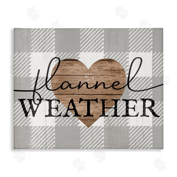 stupell industries Stupell Studio | Flannel Weather Phrase Grain Pattern Heart Checkered Plaid Wall Art