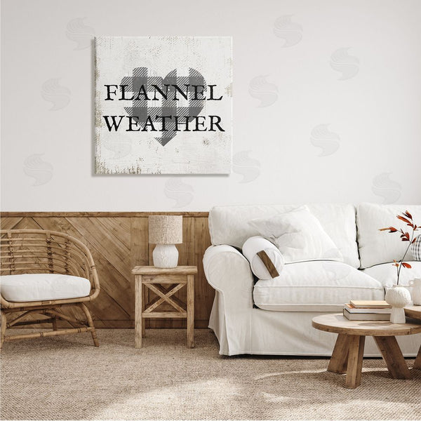 Stupell Industries Stupell Studio | Flannel Weather Phrase Patchwork Plaid Heart Distressed Pattern Wall Art