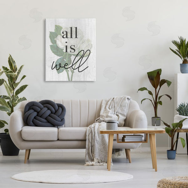 Stupell Industries Stupell Studio | Floral All Is Well Phrase Wall Art