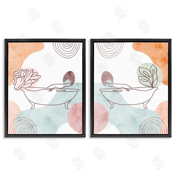 Stupell Industries Stupell Studio | Floral Bathtub Geometric Doodle Shapes Wall Art