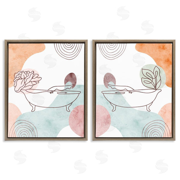 Stupell Industries Stupell Studio | Floral Bathtub Geometric Doodle Shapes Wall Art