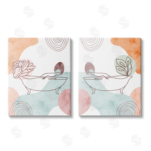 stupell industries Stupell Studio | Floral Bathtub Geometric Doodle Shapes Wall Art