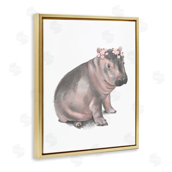 Stupell Industries Stupell Studio | Floral Crown Baby Hippo Soft Animal Illustration