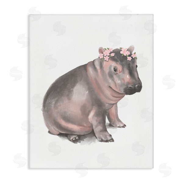 stupell industries Stupell Studio | Floral Crown Baby Hippo Soft Animal Illustration