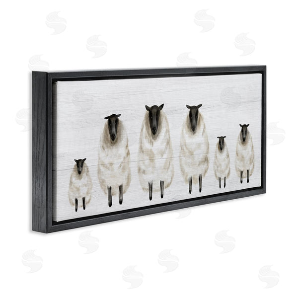 Stupell Industries Stupell Studio | Fluffy Farm Sheep Minimal White Plank Pattern